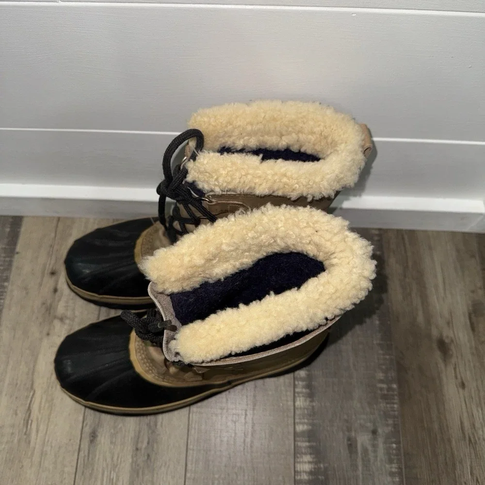 Vintage Sorel Men Caribou Boots Size 10 Canada Kaufman Wool Liners Winter Snow